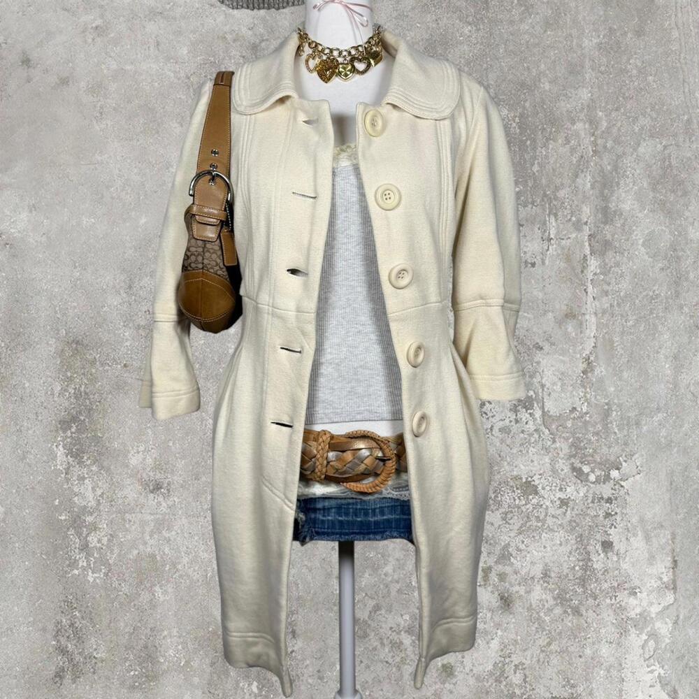 vintage forever 21 cream button up blazer pea coat